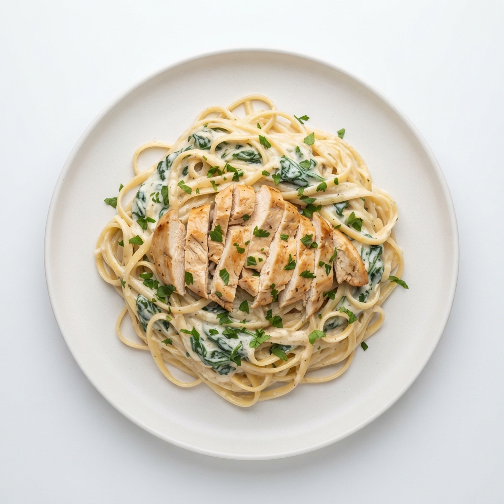Creamy Spinach Chicken Linguine — frozen ready meal