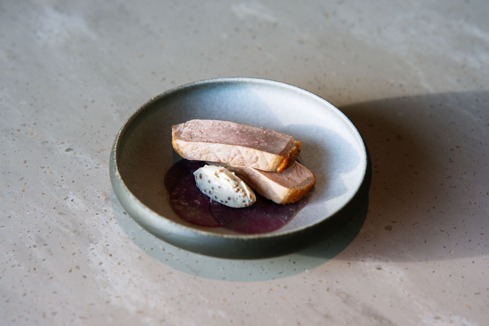 Elegant plated duck breast, a classic fine-dining sous-vide preparation